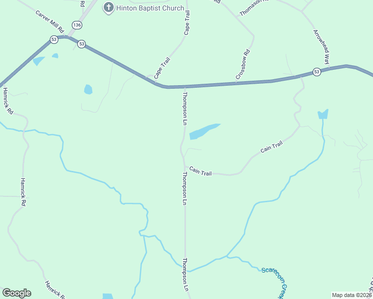 map of restaurants, bars, coffee shops, grocery stores, and more near 185 Thompson Lane in Jasper