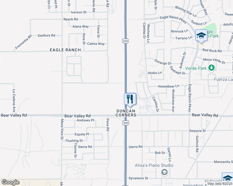 map of restaurants, bars, coffee shops, grocery stores, and more near 0 U.S. 395 in Victorville