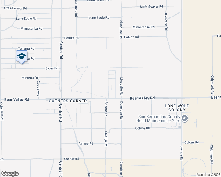 map of restaurants, bars, coffee shops, grocery stores, and more near 22838 Bear Valley Road in Apple Valley