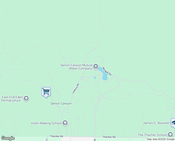 map of restaurants, bars, coffee shops, grocery stores, and more near 2170 Ladera Road in Ojai