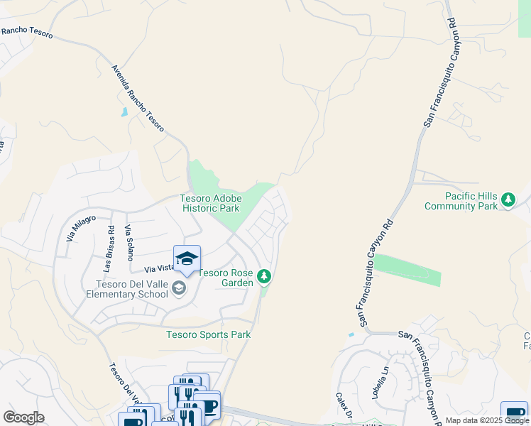 map of restaurants, bars, coffee shops, grocery stores, and more near 23658 Marion Way in Santa Clarita
