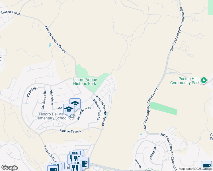 map of restaurants, bars, coffee shops, grocery stores, and more near 29255 Pilgrim Court in Santa Clarita