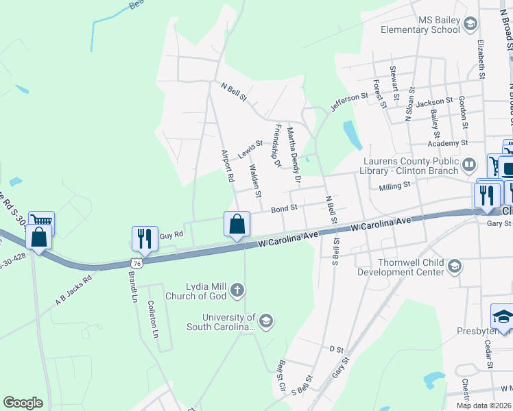 map of restaurants, bars, coffee shops, grocery stores, and more near 25 Walden Street in Clinton