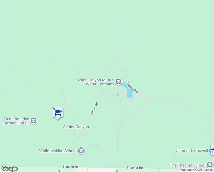 map of restaurants, bars, coffee shops, grocery stores, and more near 2170 Ladera Road in Ojai