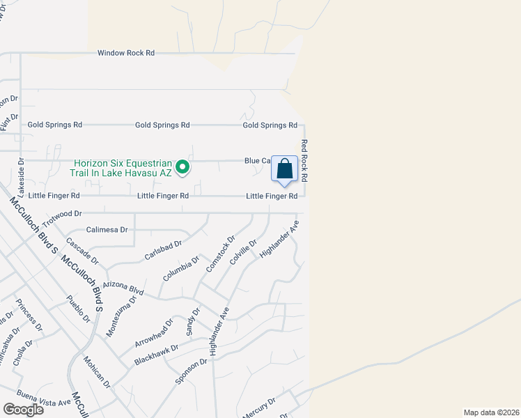 map of restaurants, bars, coffee shops, grocery stores, and more near 4299 Trotwood Drive in Lake Havasu City