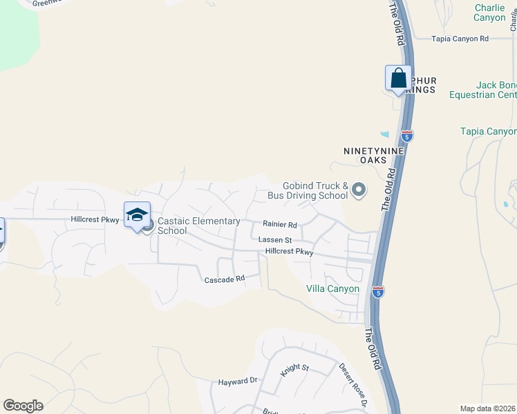 map of restaurants, bars, coffee shops, grocery stores, and more near 27964 Glade Court in Castaic