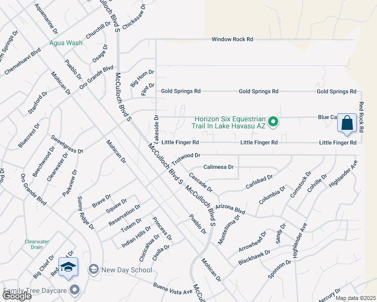 map of restaurants, bars, coffee shops, grocery stores, and more near 3947 Trotwood Drive in Lake Havasu City