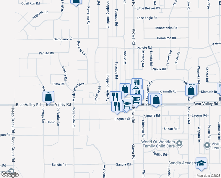 map of restaurants, bars, coffee shops, grocery stores, and more near 12207 Snapping Turtle Road in Apple Valley