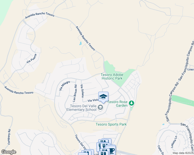 map of restaurants, bars, coffee shops, grocery stores, and more near 29354 Via Estancia in Santa Clarita
