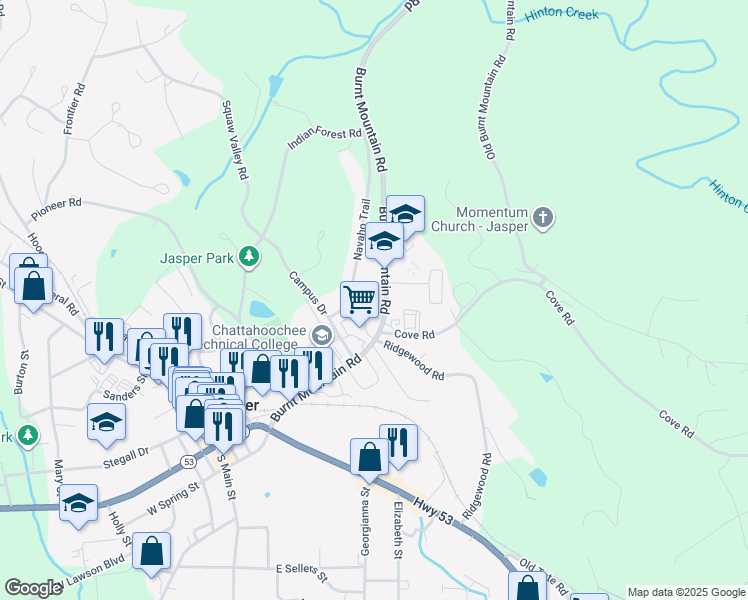 map of restaurants, bars, coffee shops, grocery stores, and more near 164 Landrum Circle in Big Canoe