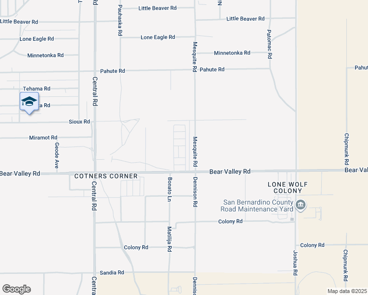 map of restaurants, bars, coffee shops, grocery stores, and more near 22838 Bear Valley Road in Apple Valley