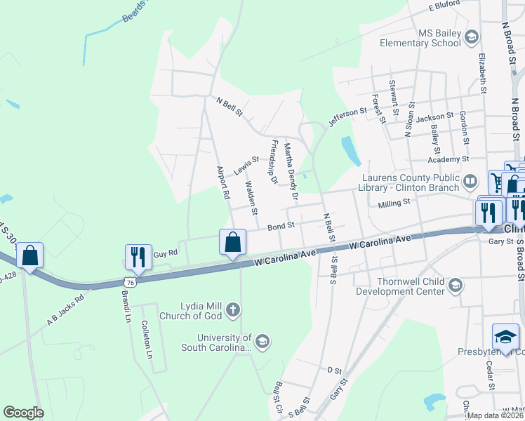 map of restaurants, bars, coffee shops, grocery stores, and more near 25 Walden Street in Clinton