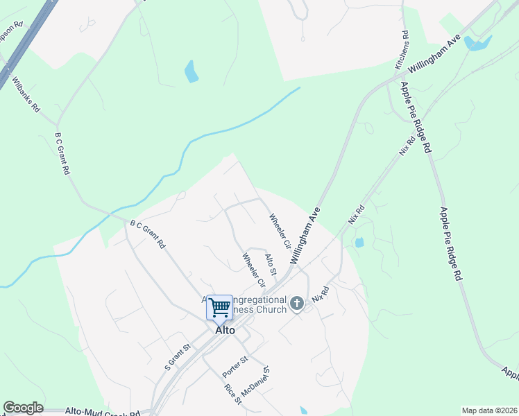 map of restaurants, bars, coffee shops, grocery stores, and more near 650 Wheeler Circle in Alto