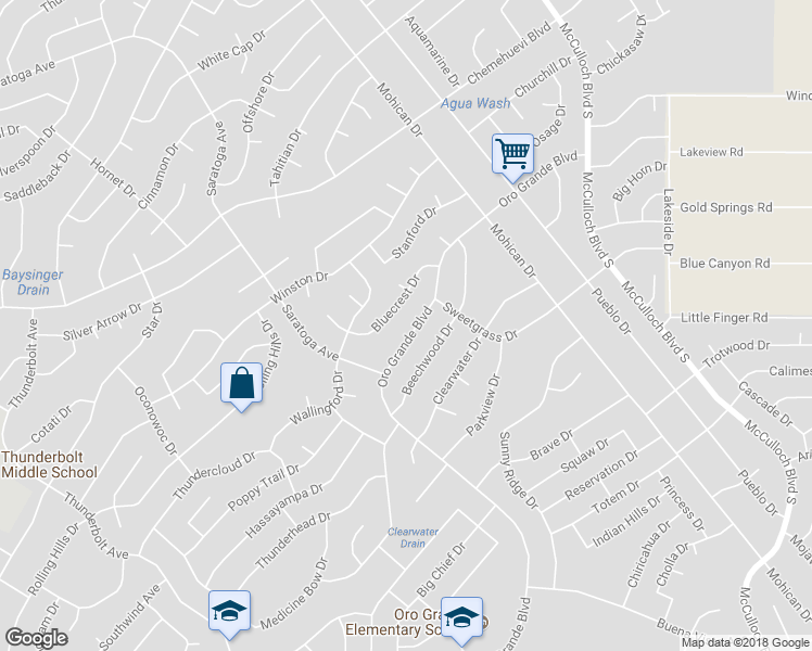 map of restaurants, bars, coffee shops, grocery stores, and more near 3585 Oro Grande Boulevard in Lake Havasu City