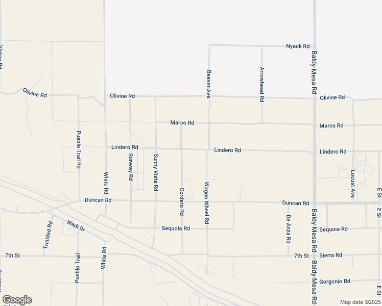 map of restaurants, bars, coffee shops, grocery stores, and more near 9235 Lindero Road in Victorville