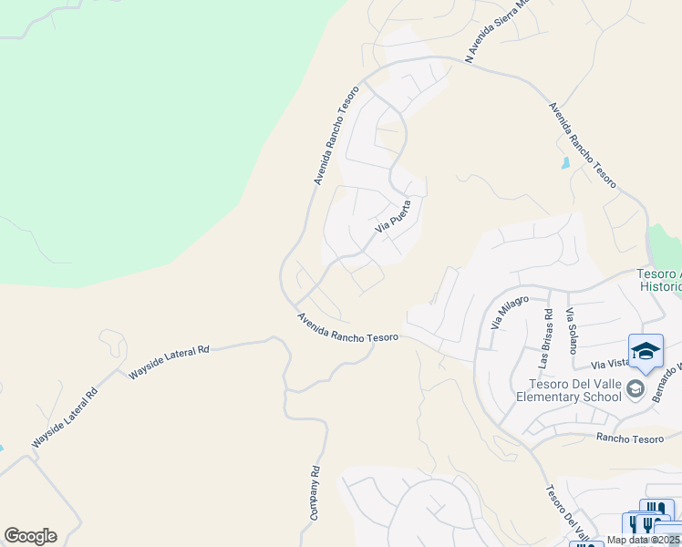 map of restaurants, bars, coffee shops, grocery stores, and more near 29375 Via Diamante in Santa Clarita