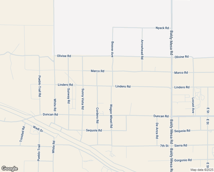 map of restaurants, bars, coffee shops, grocery stores, and more near 9235 Lindero Road in Victorville