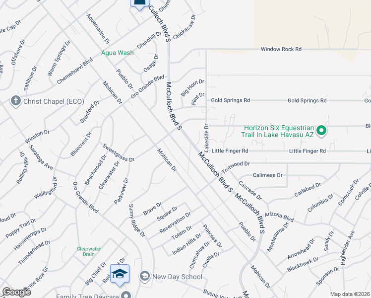 map of restaurants, bars, coffee shops, grocery stores, and more near 1041 McCulloch Boulevard South in Lake Havasu City