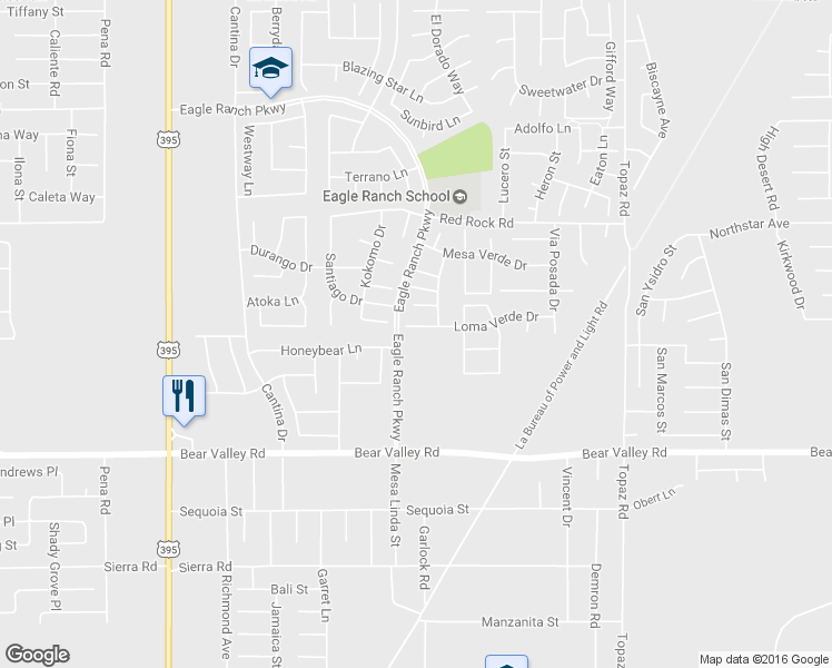map of restaurants, bars, coffee shops, grocery stores, and more near 12533 Loma Verde Drive in Victorville