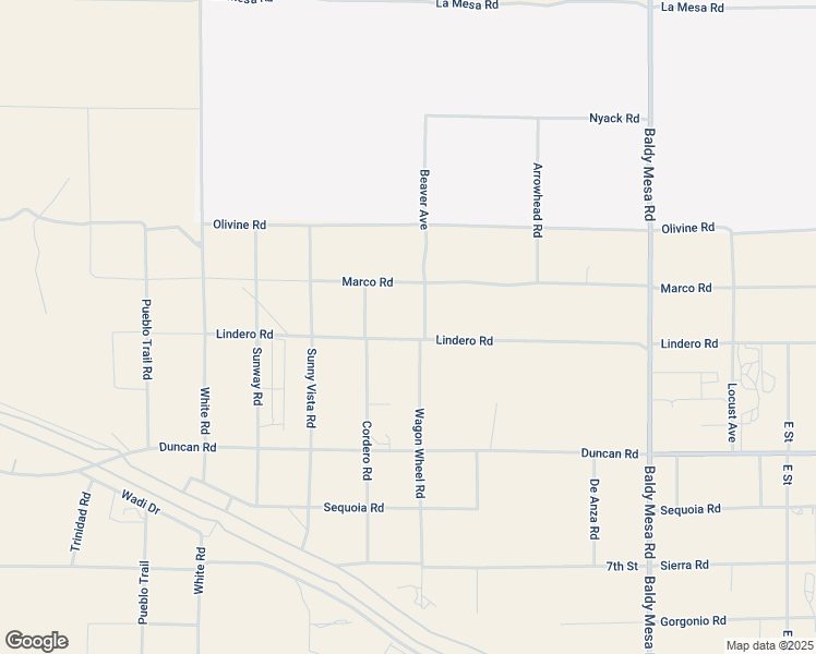 map of restaurants, bars, coffee shops, grocery stores, and more near 9270 Lindero Road in Phelan