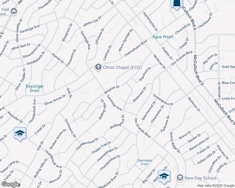 map of restaurants, bars, coffee shops, grocery stores, and more near 3480 Winston Circle in Lake Havasu City