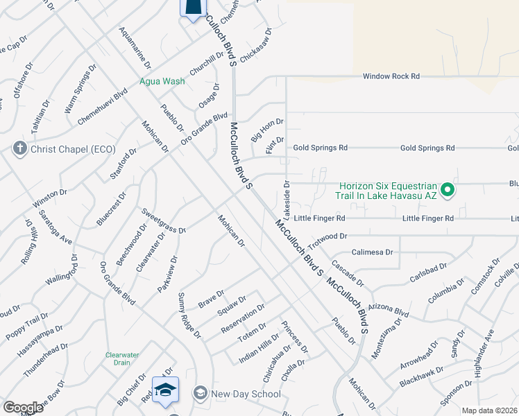 map of restaurants, bars, coffee shops, grocery stores, and more near 1041 McCulloch Boulevard South in Lake Havasu City