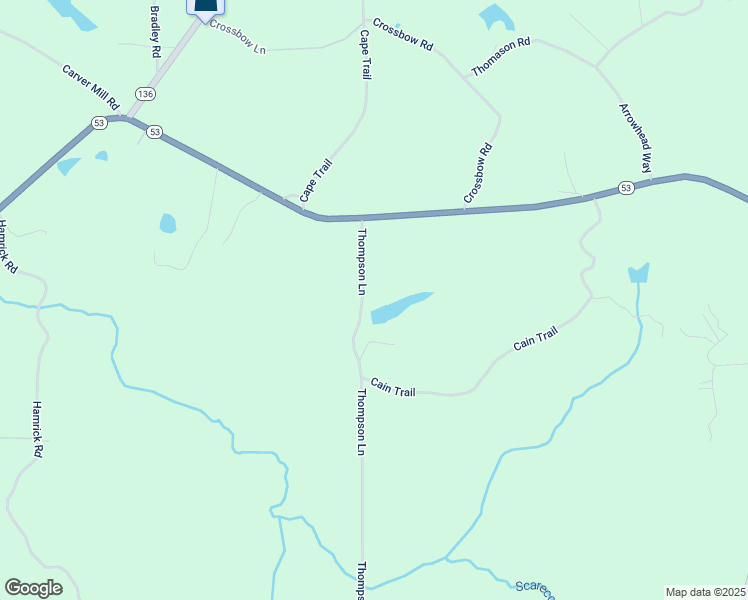 map of restaurants, bars, coffee shops, grocery stores, and more near 163 Thompson Lane in Jasper