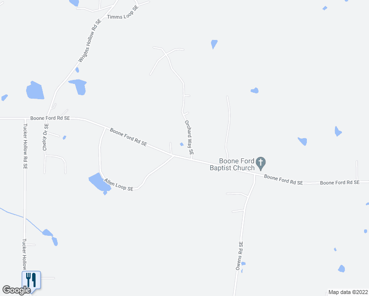 map of restaurants, bars, coffee shops, grocery stores, and more near 120 Orchard Way Southeast in Calhoun