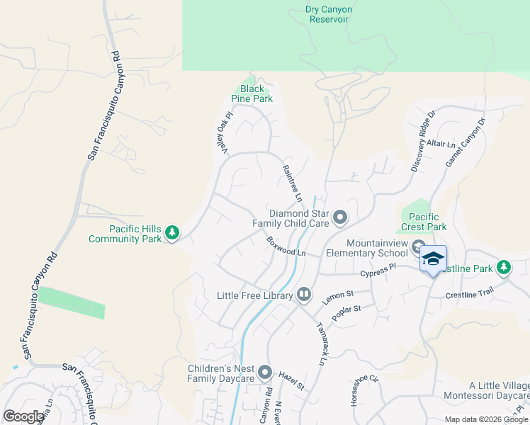 map of restaurants, bars, coffee shops, grocery stores, and more near 22814 Fir Court in Santa Clarita