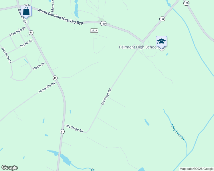 map of restaurants, bars, coffee shops, grocery stores, and more near Old Stage Road in Fairmont