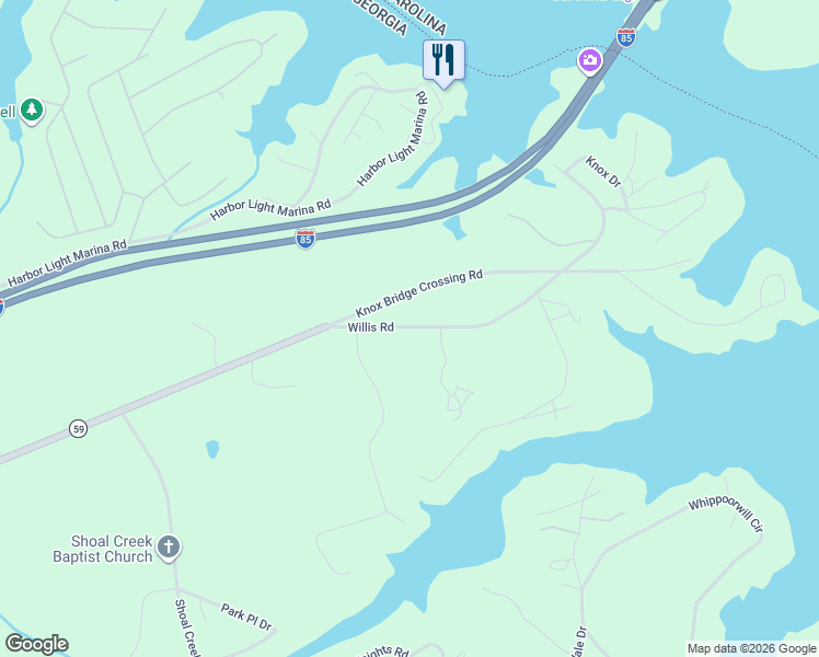 map of restaurants, bars, coffee shops, grocery stores, and more near 366 County Road 247 in Lavonia