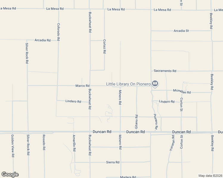 map of restaurants, bars, coffee shops, grocery stores, and more near 2627 Marco Road in Phelan