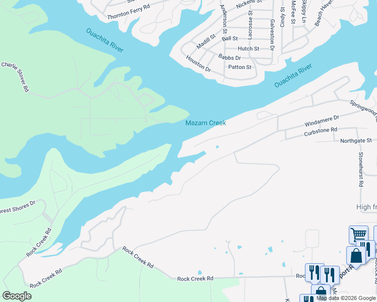 map of restaurants, bars, coffee shops, grocery stores, and more near 791 Springwood Road in Hot Springs