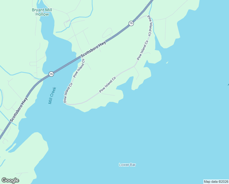 map of restaurants, bars, coffee shops, grocery stores, and more near 133 Pine Island Drive in Scottsboro