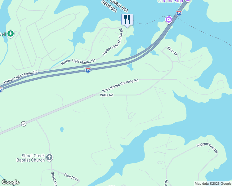 map of restaurants, bars, coffee shops, grocery stores, and more near 366 County Road 247 in Lavonia