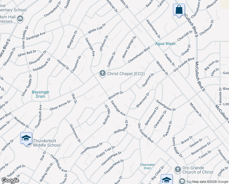 map of restaurants, bars, coffee shops, grocery stores, and more near 3495 Saratoga Pl in Lake Havasu City
