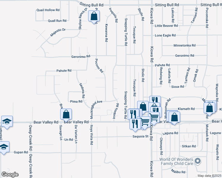 map of restaurants, bars, coffee shops, grocery stores, and more near 20671 Arawak Circle in Apple Valley