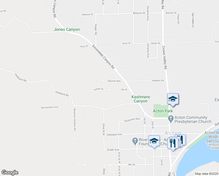 map of restaurants, bars, coffee shops, grocery stores, and more near 4233 Oki Street in Acton