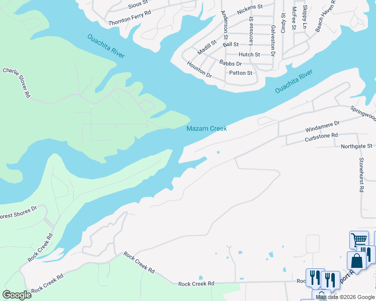 map of restaurants, bars, coffee shops, grocery stores, and more near 788 Springwood Road in Hot Springs