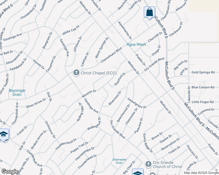 map of restaurants, bars, coffee shops, grocery stores, and more near 3558 Winston Drive in Lake Havasu City