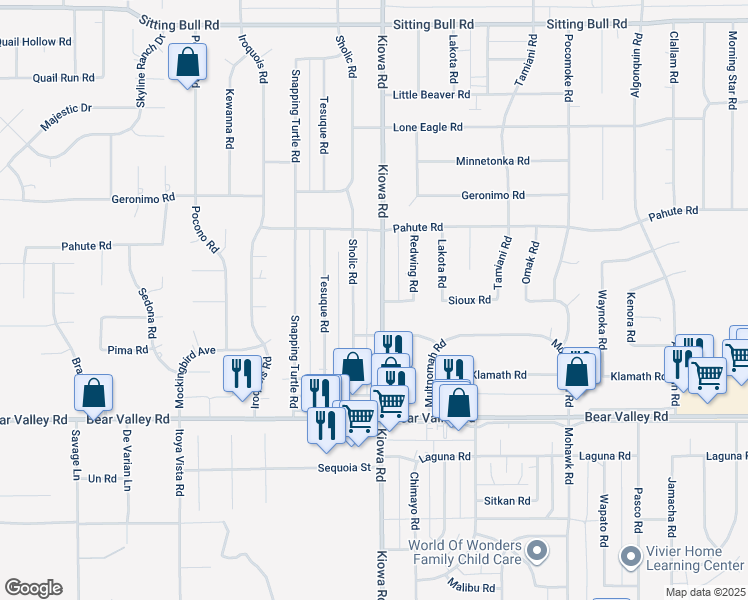 map of restaurants, bars, coffee shops, grocery stores, and more near 12333 Sholic Road in Apple Valley