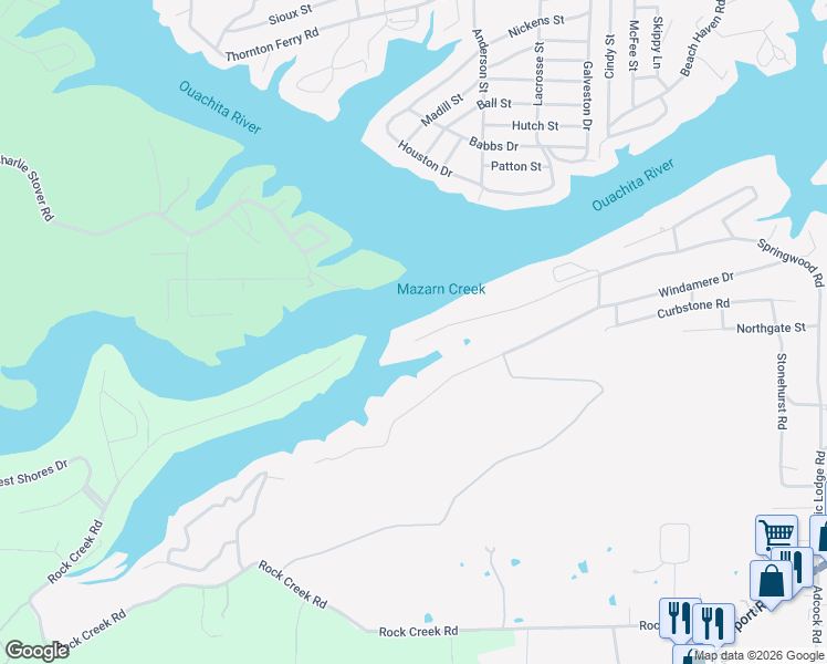 map of restaurants, bars, coffee shops, grocery stores, and more near 788 Springwood Road in Hot Springs
