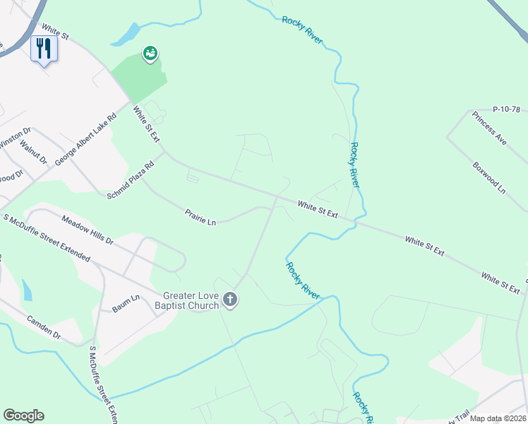 map of restaurants, bars, coffee shops, grocery stores, and more near 101 Prairie Lane in Anderson