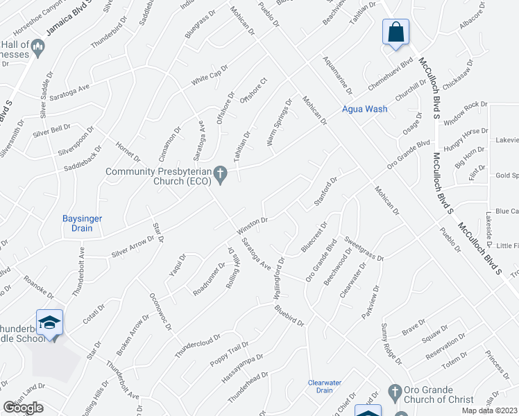 map of restaurants, bars, coffee shops, grocery stores, and more near 3505 Sunny Point Drive in Lake Havasu City