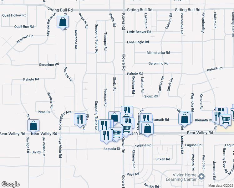 map of restaurants, bars, coffee shops, grocery stores, and more near 12333 Sholic Road in Apple Valley