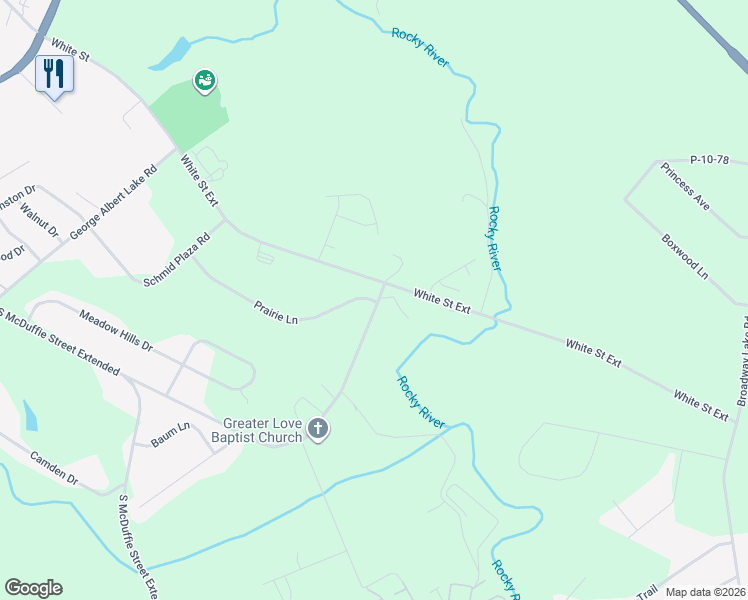 map of restaurants, bars, coffee shops, grocery stores, and more near 101 Prairie Lane in Anderson