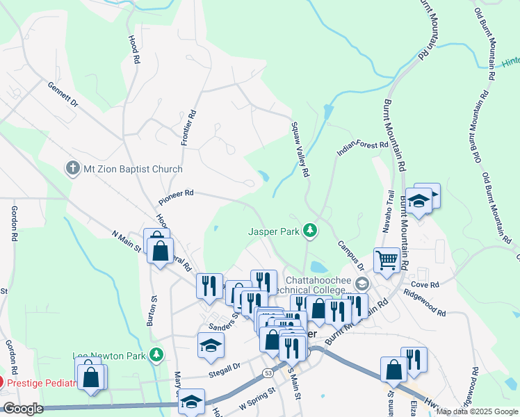 map of restaurants, bars, coffee shops, grocery stores, and more near 516 Pioneer Road in Big Canoe