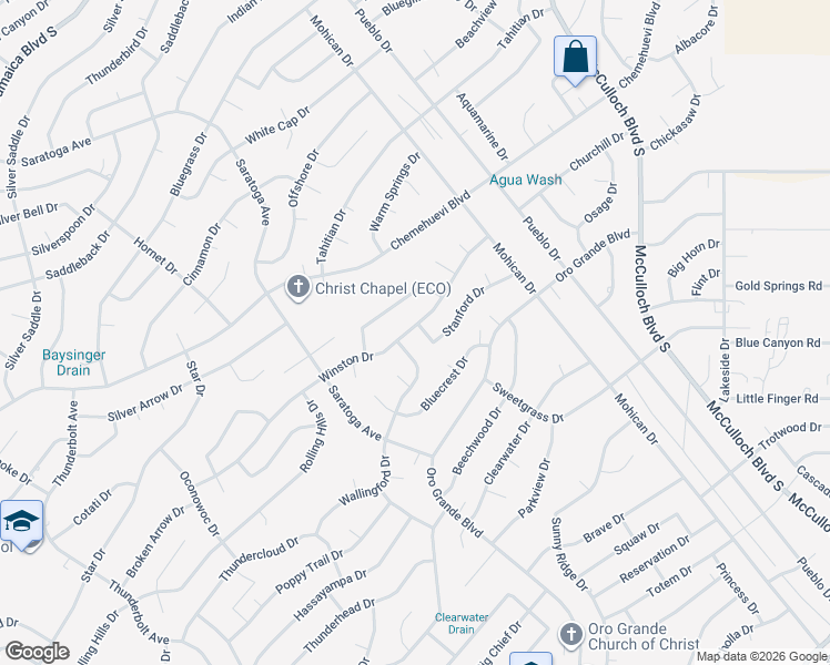 map of restaurants, bars, coffee shops, grocery stores, and more near 3558 Winston Dr in Lake Havasu City