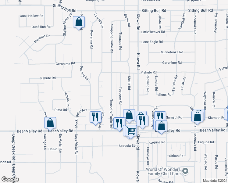 map of restaurants, bars, coffee shops, grocery stores, and more near 12351 Snapping Turtle Road in Apple Valley