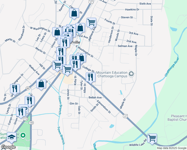 map of restaurants, bars, coffee shops, grocery stores, and more near 31 Espy Street in Summerville